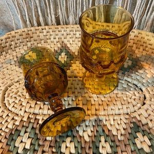 RESERVED 8 Amber Thumbprint goblets